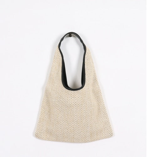 Sac en paille avec anse en cuir