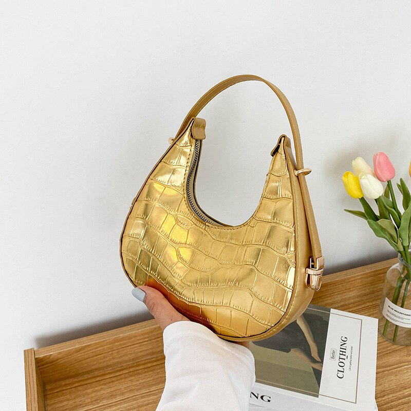 Sac de soirée tendance femme or croco