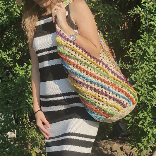 Sac en crochet tressé multi-color must have