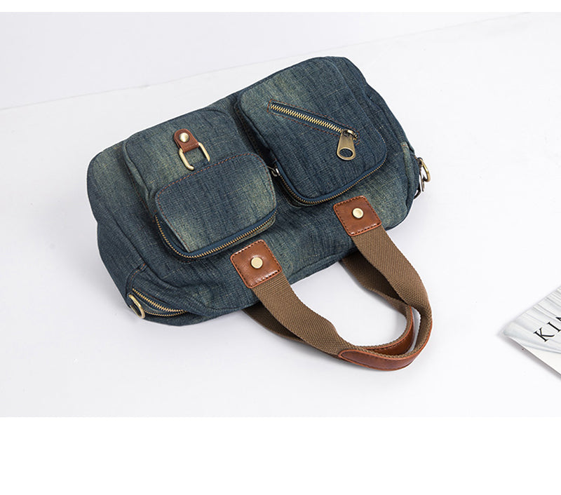 Sac de voyage en jean bleu foncé chic