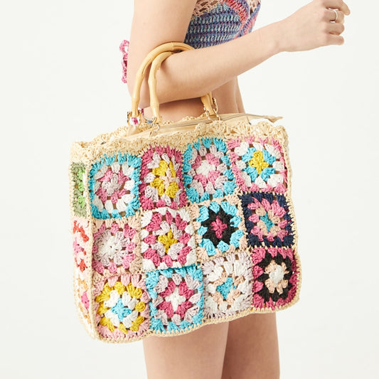 Sac à main en crochet floral femme
