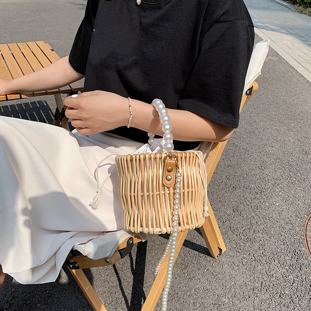 Sac sceau rotin et perles tendance