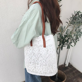 Sac à main dentelle blanc