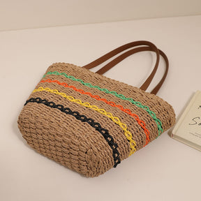 Sac de plage osier brun chic