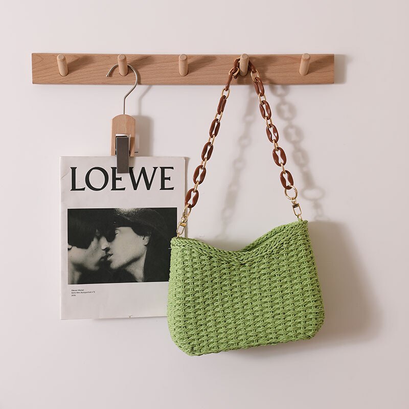 Sac en osier tendance vert