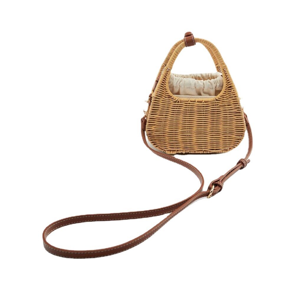 Petit sac en paille chic brun