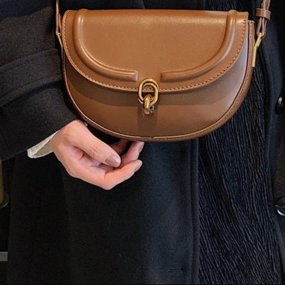 Sac demi lune cuir marron clair