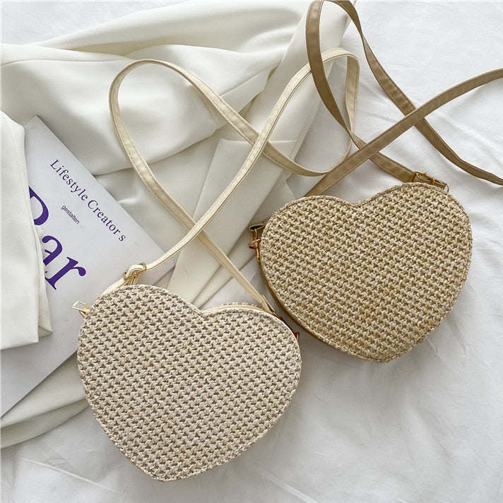 Sac en paille coeur