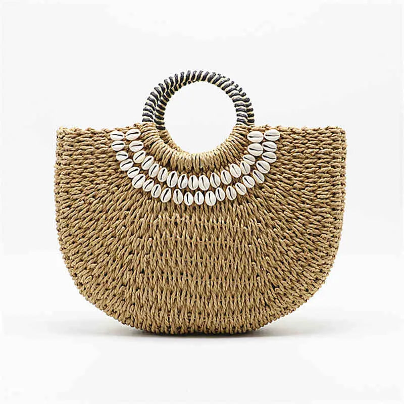 Sac Rond en Paille Anse en Cercle