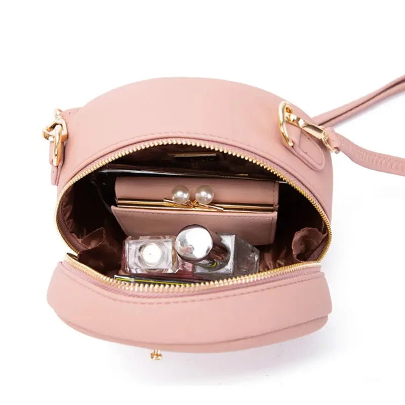 Sac Rond Cuir Forever Young rose poudré