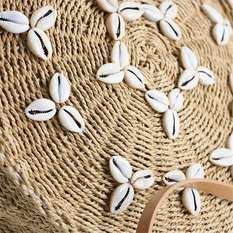 Sac Rond Paille de Plage coquillage