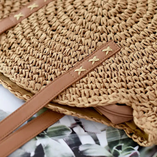 Sac en paille rond à bandoulière Tendance Rond