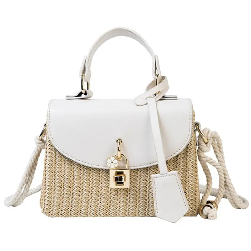 Sac à Bandoulière Fermeture Cadenas Doré blanc