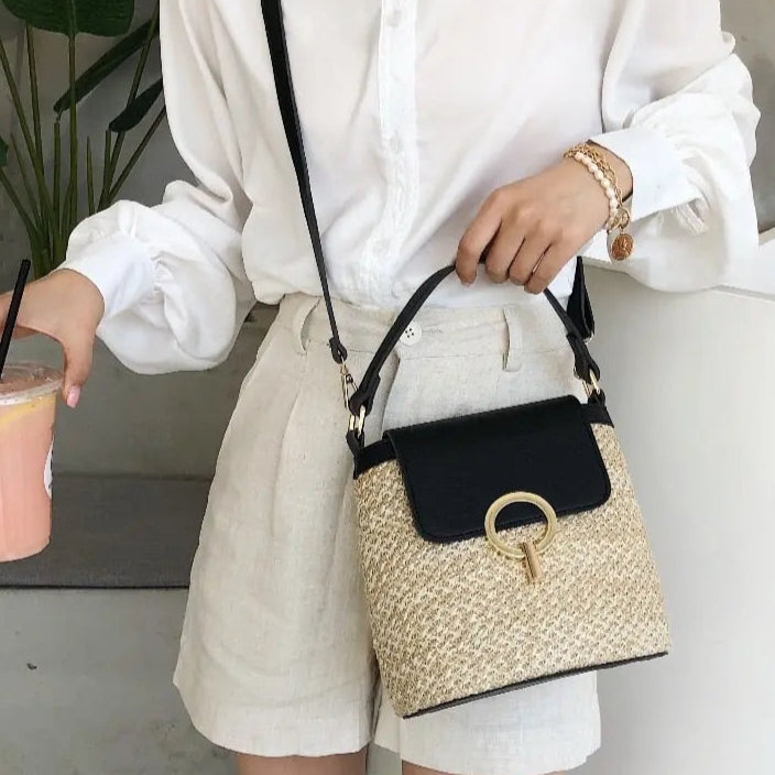 Sac à Bandoulière Paille noir