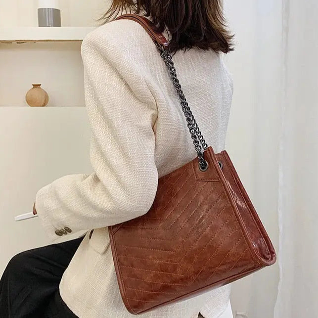 Sac en Cuir Élégant brun chic