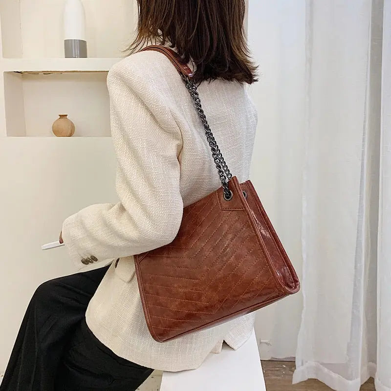 Sac en Cuir Élégant brun chic