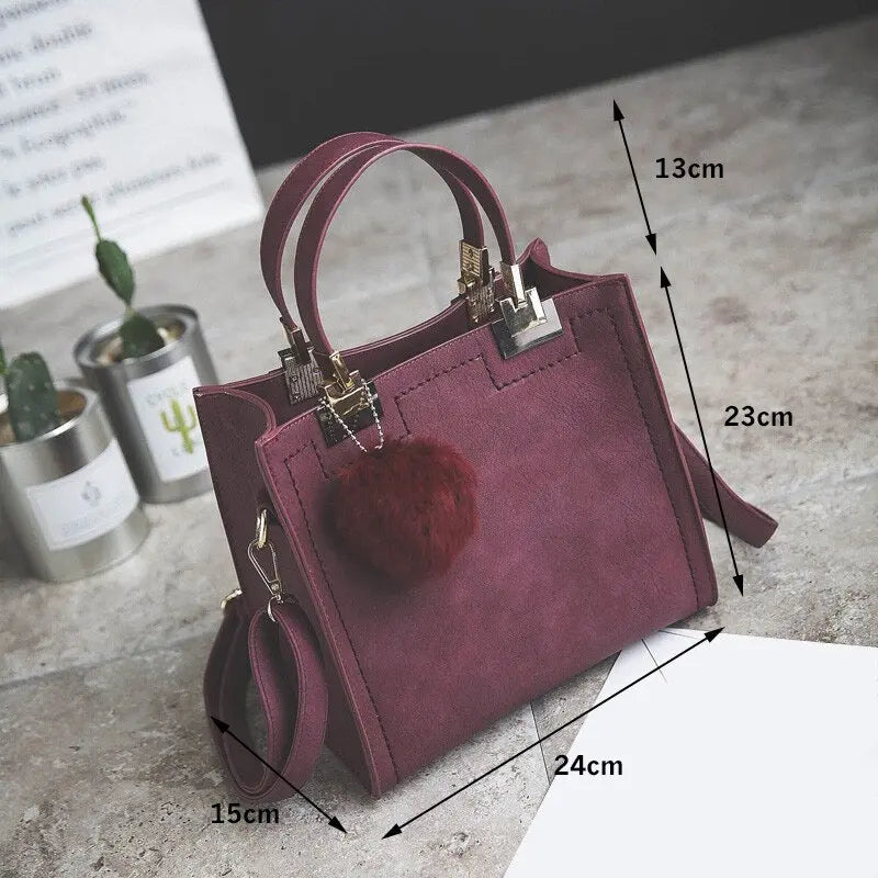 Sac en Cuir avec Pompom haute qualité