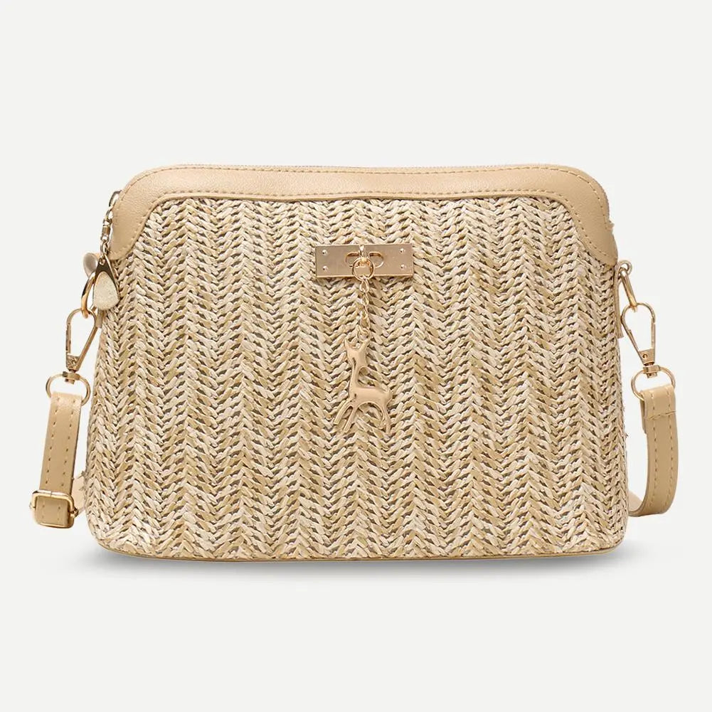 Sac en Osier Rigide marron 