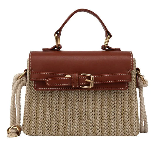 Sac en Paille Fermeture Cuir