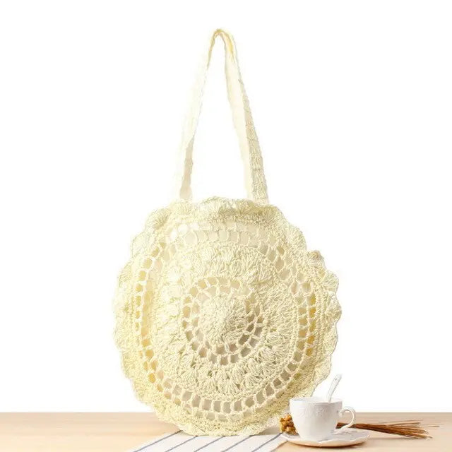 Sac en Paille de Plage Femme blanc