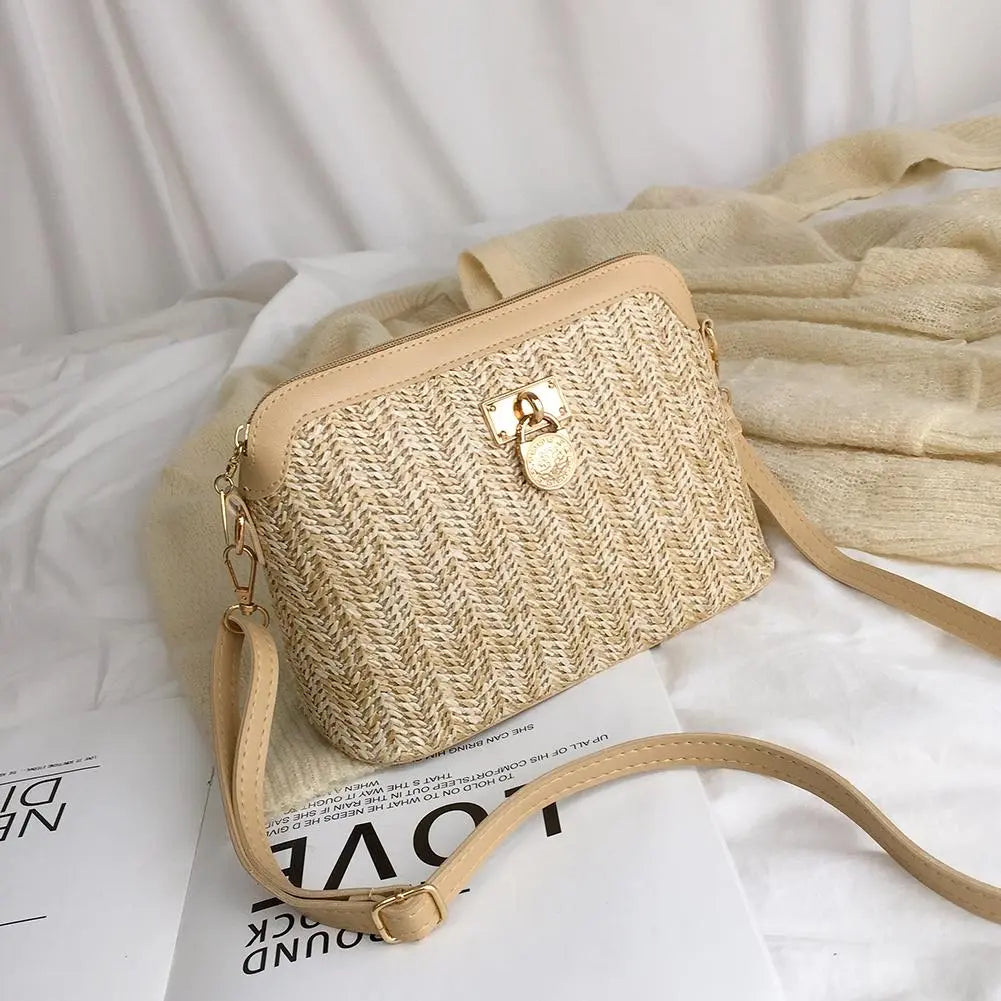 Sac en osier Bohème marron