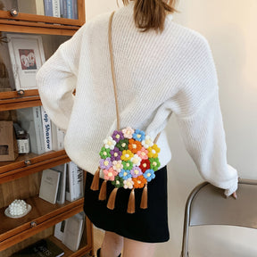 Sac à main en crochet motif fleurs trendy